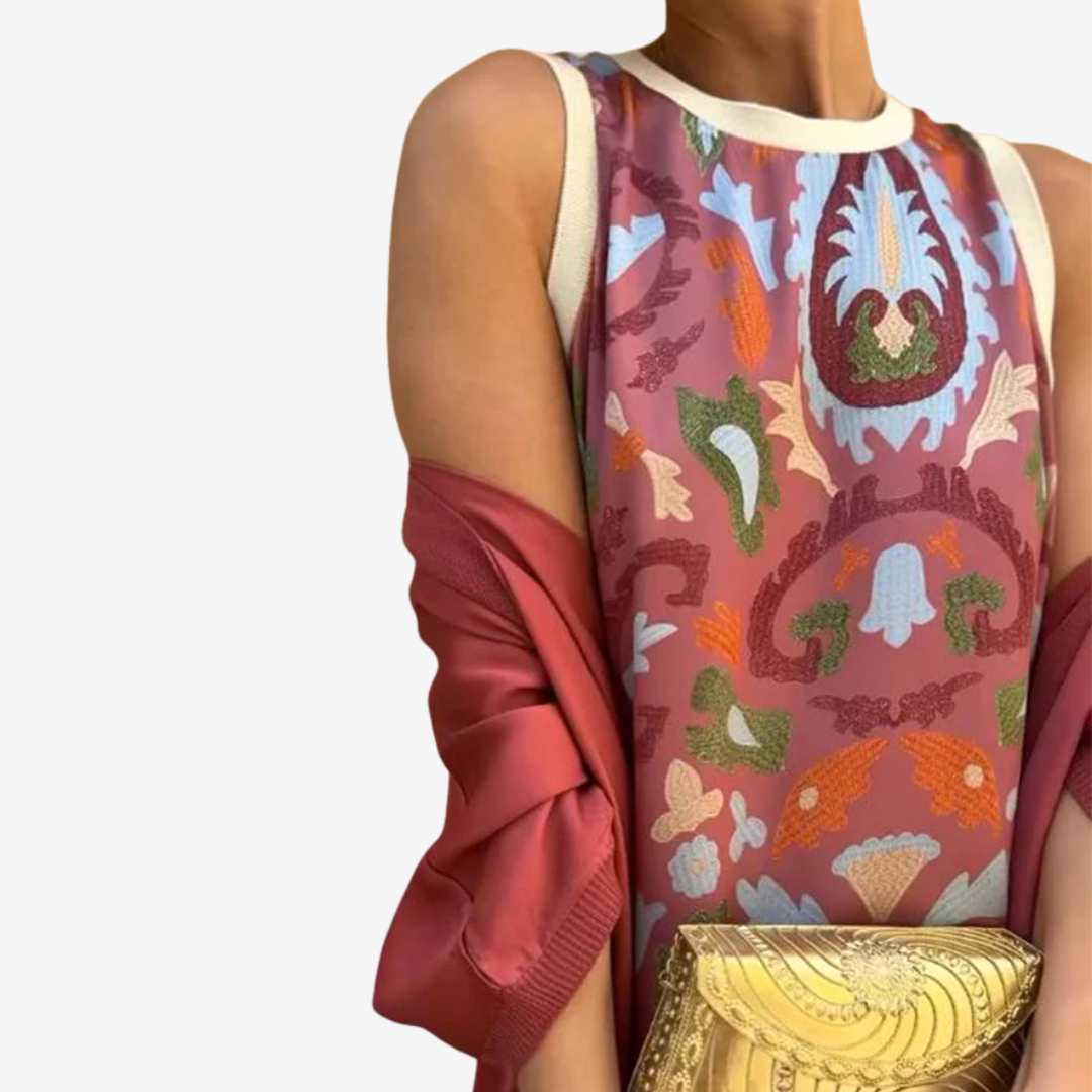 Abito Lungo Donna Artistico con Scialle Drappeggiato Elegante