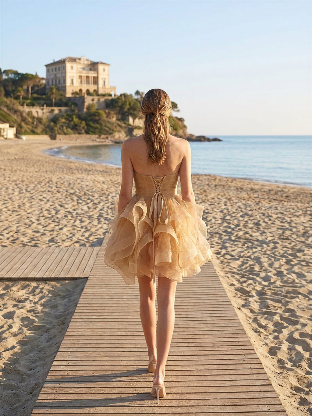 Abito Mini Elegante con Bustier e Gonna in Tulle – Look Couture da Cerimonia