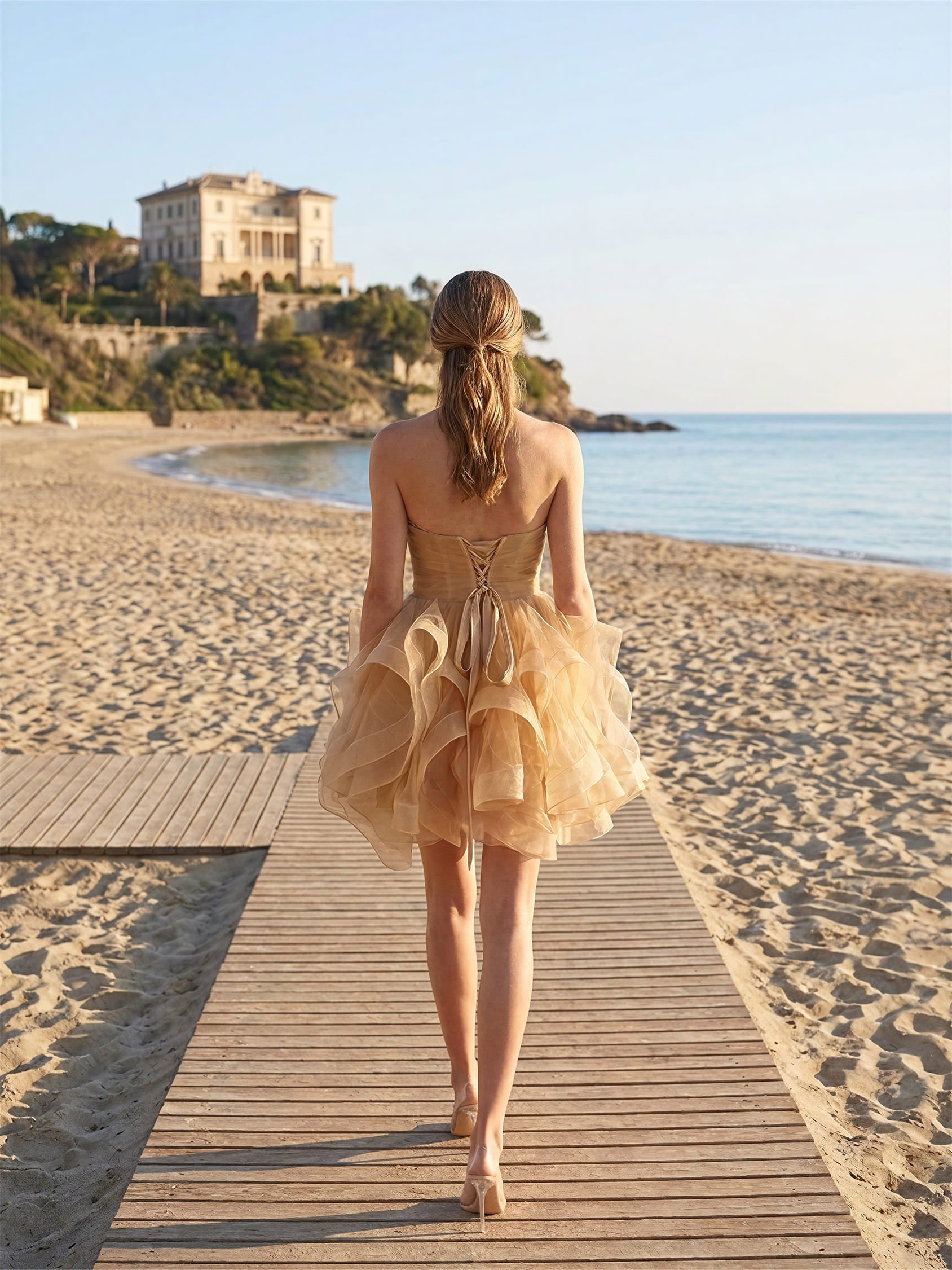 Abito Mini Elegante con Bustier e Gonna in Tulle – Look Couture da Cerimonia