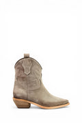 Stivaletti Cowboy Donna in Camoscio Marrone con Tacco Basso Eleganti