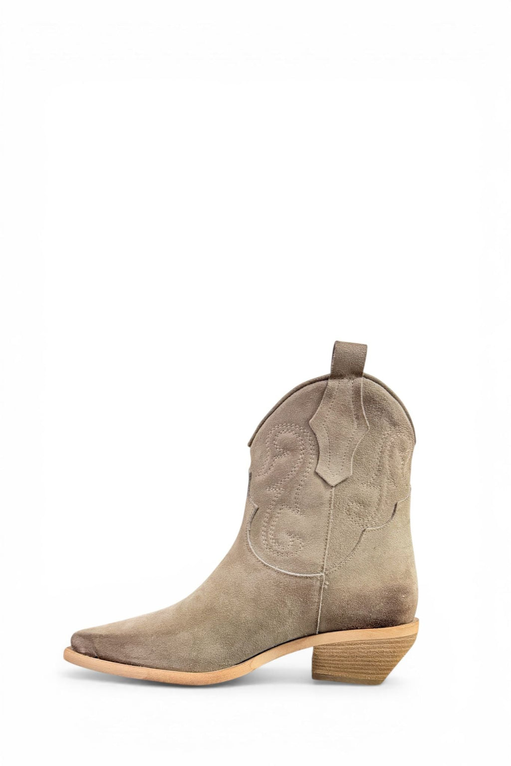 Stivaletti Cowboy Donna in Camoscio Marrone con Tacco Basso Eleganti