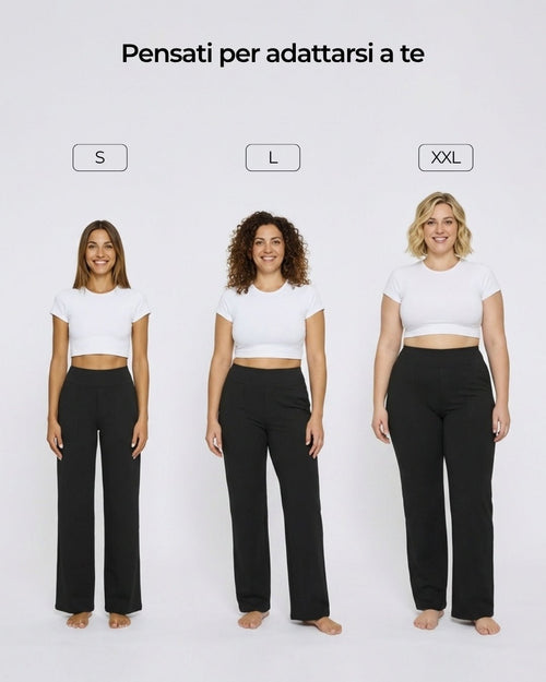 Eleganza Quotidiana | Pantaloni Donna a Gamba Larga Vita Alta Elasticizzati